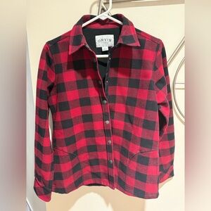 Orvis Red and Black Checkered Shirt Jacket, Size S, Cottagecore, Gorpcore